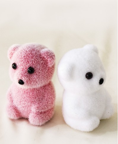 Tekli Sert Peluş Ayıcık (Pembe - Beyaz)